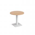 Brescia circular dining table with flat square white base 800mm - beech BDC800-WH-B