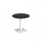 Brescia circular dining table with flat square white base 800mm - Black BDC800-WH-BK