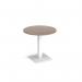 Brescia circular dining table with flat square white base 800mm - barcelona walnut BDC800-WH-BW