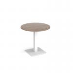 Brescia circular dining table with flat square white base 800mm - barcelona walnut BDC800-WH-BW