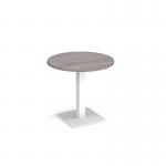 Brescia circular dining table with flat square white base 800mm - grey oak BDC800-WH-GO