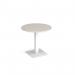 Brescia circular dining table with flat square white base 800mm - Light Grey BDC800-WH-LG