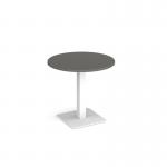 Brescia circular dining table with flat square white base 800mm - Onyx Grey BDC800-WH-OG