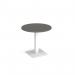 Brescia circular dining table with flat square white base 800mm - Onyx Grey BDC800-WH-OG