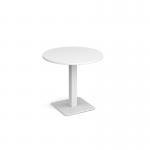 Brescia circular dining table with flat square white base 800mm - white BDC800-WH-WH