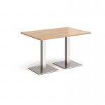 Brescia rectangular dining table with flat square brushed steel bases 1200mm x 800mm - beech BDR1200-BS-B