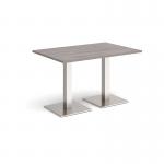 Brescia rectangular dining table with flat square brushed steel bases 1200mm x 800mm - grey oak BDR1200-BS-GO