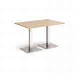 Brescia rectangular dining table with flat square brushed steel bases 1200mm x 800mm - kendal oak BDR1200-BS-KO