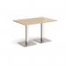 Brescia rectangular dining table with flat square brushed steel bases 1200mm x 800mm - kendal oak
