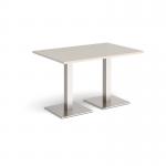 Brescia rectangular dining table with flat square brushed steel bases 1200mm x 800mm - Light Grey BDR1200-BS-LG