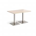 Brescia rectangular dining table with flat square brushed steel bases 1200mm x 800mm - maple