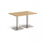 Brescia rectangular dining table with flat square brushed steel bases 1200mm x 800mm - oak BDR1200-BS-O