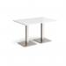 Brescia rectangular dining table with flat square brushed steel bases 1200mm x 800mm - white BDR1200-BS-WH