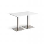 Brescia rectangular dining table with flat square brushed steel bases 1200mm x 800mm - white