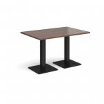 Brescia rectangular dining table with flat square black bases 1200mm x 800mm - walnut