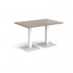 Brescia rectangular dining table with flat square white bases 1200mm x 800mm - barcelona walnut BDR1200-WH-BW