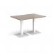 Brescia rectangular dining table with flat square white bases 1200mm x 800mm - barcelona walnut