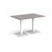 Brescia rectangular dining table with flat square white bases 1200mm x 800mm - grey oak BDR1200-WH-GO