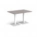 Brescia rectangular dining table with flat square white bases 1200mm x 800mm - grey oak