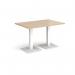 Brescia rectangular dining table with flat square white bases 1200mm x 800mm - kendal oak