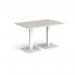 Brescia rectangular dining table with flat square white bases 1200mm x 800mm - Light Grey BDR1200-WH-LG