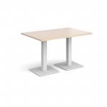 Brescia rectangular dining table with flat square white bases 1200mm x 800mm - maple