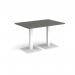 Brescia rectangular dining table with flat square white bases 1200mm x 800mm - Onyx Grey BDR1200-WH-OG
