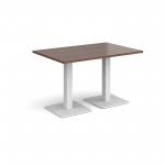Brescia rectangular dining table with flat square white bases 1200mm x 800mm - walnut
