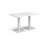 Brescia rectangular dining table with flat square white bases 1200mm x 800mm - white BDR1200-WH-WH