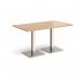 Brescia rectangular dining table with flat square brushed steel bases 1400mm x 800mm - made to order