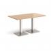 Brescia rectangular dining table with flat square brushed steel bases 1400mm x 800mm - beech BDR1400-BS-B