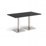 Brescia rectangular dining table with flat square brushed steel bases 1400mm x 800mm - Black BDR1400-BS-BK