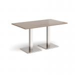 Brescia rectangular dining table with flat square brushed steel bases 1400mm x 800mm - barcelona walnut BDR1400-BS-BW