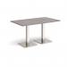 Brescia rectangular dining table with flat square brushed steel bases 1400mm x 800mm - grey oak BDR1400-BS-GO