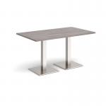 Brescia rectangular dining table with flat square brushed steel bases 1400mm x 800mm - grey oak BDR1400-BS-GO