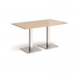 Brescia rectangular dining table with flat square brushed steel bases 1400mm x 800mm - kendal oak BDR1400-BS-KO