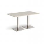 Brescia rectangular dining table with flat square brushed steel bases 1400mm x 800mm - Light Grey BDR1400-BS-LG