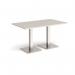 Brescia rectangular dining table with flat square brushed steel bases 1400mm x 800mm - Light Grey BDR1400-BS-LG