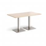 Brescia rectangular dining table with flat square brushed steel bases 1400mm x 800mm - maple