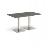 Brescia rectangular dining table with flat square brushed steel bases 1400mm x 800mm - Onyx Grey BDR1400-BS-OG