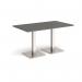 Brescia rectangular dining table with flat square brushed steel bases 1400mm x 800mm - Onyx Grey BDR1400-BS-OG