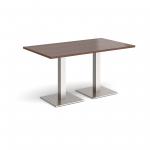 Brescia rectangular dining table with flat square brushed steel bases 1400mm x 800mm - walnut BDR1400-BS-W