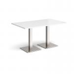 Brescia rectangular dining table with flat square brushed steel bases 1400mm x 800mm - white