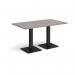 Brescia rectangular dining table with flat square black bases 1400mm x 800mm - grey oak