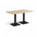 Brescia rectangular dining table with flat square black bases 1400mm x 800mm - kendal oak