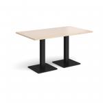 Brescia rectangular dining table with flat square black bases 1400mm x 800mm - maple
