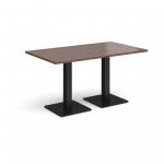 Brescia rectangular dining table with flat square black bases 1400mm x 800mm - walnut