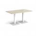 Brescia rectangular dining table with flat square white bases 1400mm x 800mm - made to order BDR1400-WH