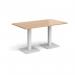 Brescia rectangular dining table with flat square white bases 1400mm x 800mm - beech BDR1400-WH-B