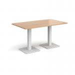 Brescia rectangular dining table with flat square white bases 1400mm x 800mm - beech BDR1400-WH-B